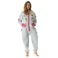 thumbnail image 2 of 6438-TRQ-XS #followme Adult Onesie Pajamas Jumpsuit (Grey / Fuchsia with patches, X-Small), 2 of 5