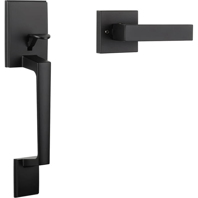 Ensemble Poignée de Porte avant et Pêne Dormant Poignée de Porte d'Entrée et Pêne Dormant avec Levier de Poignée Réversible Ensemble de Serrure de Porte avant Poignées et Serrures de Porte Extérieures