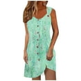 thumbnail image 1 of Ovzne Robes pour Femmes Robe Femme Printemps et Été Vacances Bouton Col en V Robe à Bretelles Robe Imprimée Liquidation, 1 of 6