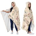 thumbnail image 2 of Wearable Blanket,Pioneer Flower Floral Print Pattern Hooded Wearable Flannel Blanket for Adults & Teens,Winter Poncho Shawl Wrap Cape Cozy Anti-Pill,50"x60", 2 of 5