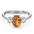 thumbnail image 3 of Gem Stone King 1.60 Ct Orange Red Madeira Citrine White Created Sapphire 925 Sterling Silver Ring, 3 of 6