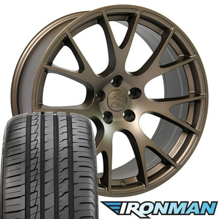 20x9 Wheels, Tires and TPMS Fit Dodge, Chrysler, Challenger, Charger - Hellcat Style Bronze Rims with 245-45-20 Ironman Tires -