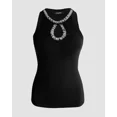 thumbnail image 5 of CHICME Tank Tops for Women Rhinestone Solid Color Keyhole Collar Sleeveless Sequin Knit Ribbed Slim Basic Top Black-L, 5 of 7