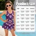 thumbnail image 7 of Xixirimido Cherry Blossom Purple Print Girls One-piece Swimsuits Sleeveless Swimwear with Skirt & Built-in Shorts Hawaiian Beach Vacation Modest Bathing Suit, 12-13 Years, 7 of 7