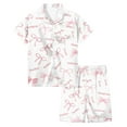 thumbnail image 2 of Silk Pjs Kids Matching Valentines Day Pajamas Short Sleeve Bow Print Button Down Sleep Shirt Kids Pajamas Girls 4-5 Years, 2 of 4