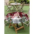 thumbnail image 3 of Outdoor Tablecloth with Umbrella Hole and Zipper, Red Plaid Snowman Christmas Round Table Cloth 60 Inch Waterproof Tablecloth, Xmas Tree Snowflake Balls Picnic Table Cover for Patio Camping, 3 of 7