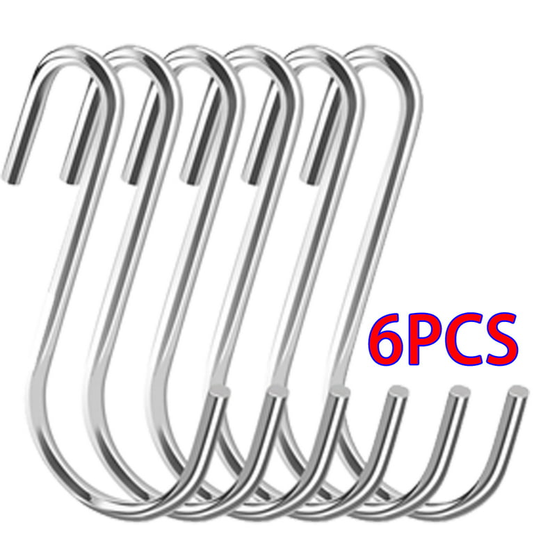 6PCS S Hooks, Stainless Steel Hooks for Hanging Kitchen Utensils, Spoons,  Pots, Bags, Towels, Clothes, Tools, Plants