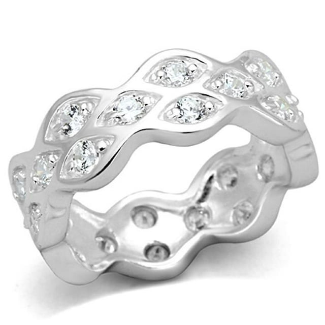 Alamode LOS727-8 Women Rhodium 925 Sterling Silver Ring with AAA Grade CZ in Clear - Size 8