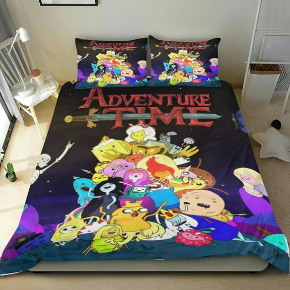 Adventure Time thin bedding set has an iconic print,One duvet cover and two pillowcases.35" x 75"(90*190cm)