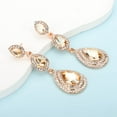 thumbnail image 5 of Tilga Vintage Teardrop Dangle Champagne Rhinestones Earrings for Women Wedding Bridal Long Stud Earrings for Women (Champagne), 5 of 6