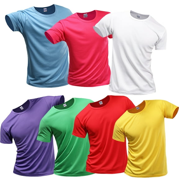 FLMEI Men's Women's Active T-Shirt Summer Quick Dry Round Neck Tee Shirts Short Sleeve Moisture Wicking Sports Athletic Tees S-4XL