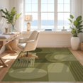 thumbnail image 3 of Design&I 3'x5' Ultra Soft Throw Mat, Olive Green Geometric Design Rectangular Art Inspired Abstract Shapes Fluffy Washable Easy Care Indoor rug for Bedside Hallway, 3 of 3