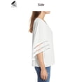 thumbnail image 5 of PULLIMORE Womens Casual V Neck Blouse Plus Size Bell Sleeve Mesh Panel Shirt Tops (M, White), 5 of 9