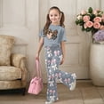 thumbnail image 2 of shoper Girls Short Sets Size 10-12 Outfits Letter Print Short Sleeve T Shirt Tops and Wide Pants Outfits Set Round Neck Loose Fit Activewear Clothing Set for Girls Back To School Clothes, 2 of 5