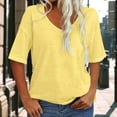 thumbnail image 6 of Pimfylm Womens Cap Sleeve Crop Tops Cotton V Neck T Shirt Boxy Loose Fit Short Sleeves Tee Summer Fashion Clothes 2025 Yellow, XL, 6 of 7