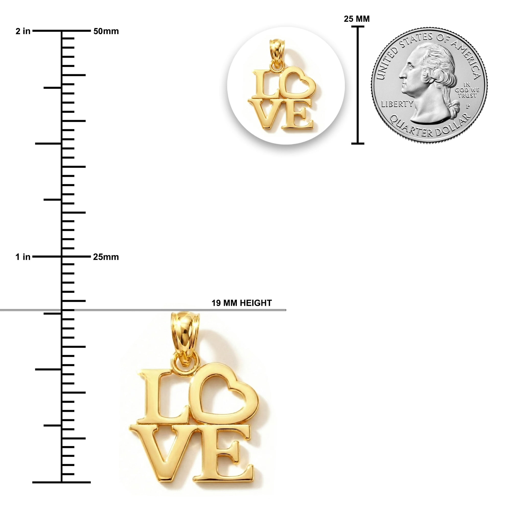 Charm America - Gold Love Square Charm - 10 Karat Solid Gold