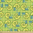 thumbnail image 2 of Ambesonne Cartoon Fabric by the Yard Upholstery, Snails with Dotted Shells, 1 Yard, Pale Green and Multicolor, 2 of 5