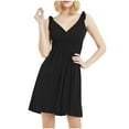 thumbnail image 1 of FAIWAD Robe pour Femme Grande Taille Tendance Froncée à Col en V Robe Débardeur Été Décontractée Sans Manches Fluide Évasée Mini Robes, 1 of 3