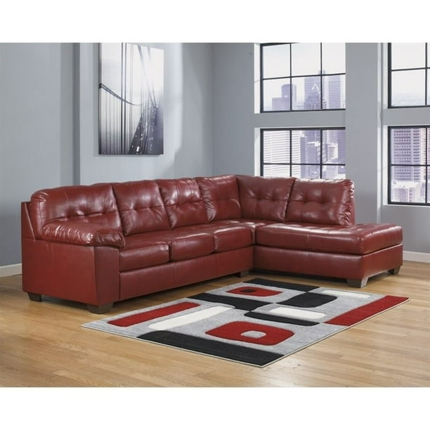Ashley Furniture Alliston 2 Piece Right Corner Sectional In Salsa Com Ashley Furniture Alliston 2 Piece Right, Red Leather Sofa Ashley Furniture