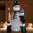 thumbnail image 3 of 6ft With 3 Penguins, 4 Light Strings, 1 Colorful Rotating Light, Inflatable, Garden Snowman Decoration, 3 of 14