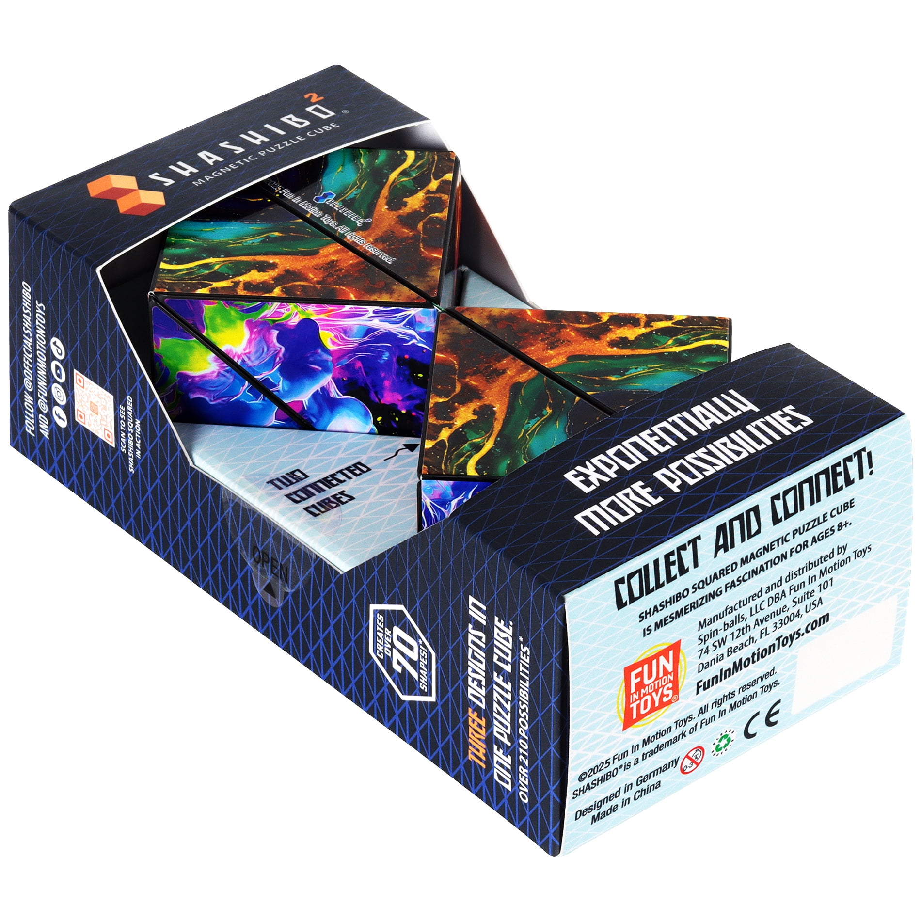 Shashibo² Shape Shifting magnetic puzzle or fidet cube transforms into over 70 shapes from Fun In Motion Toys.