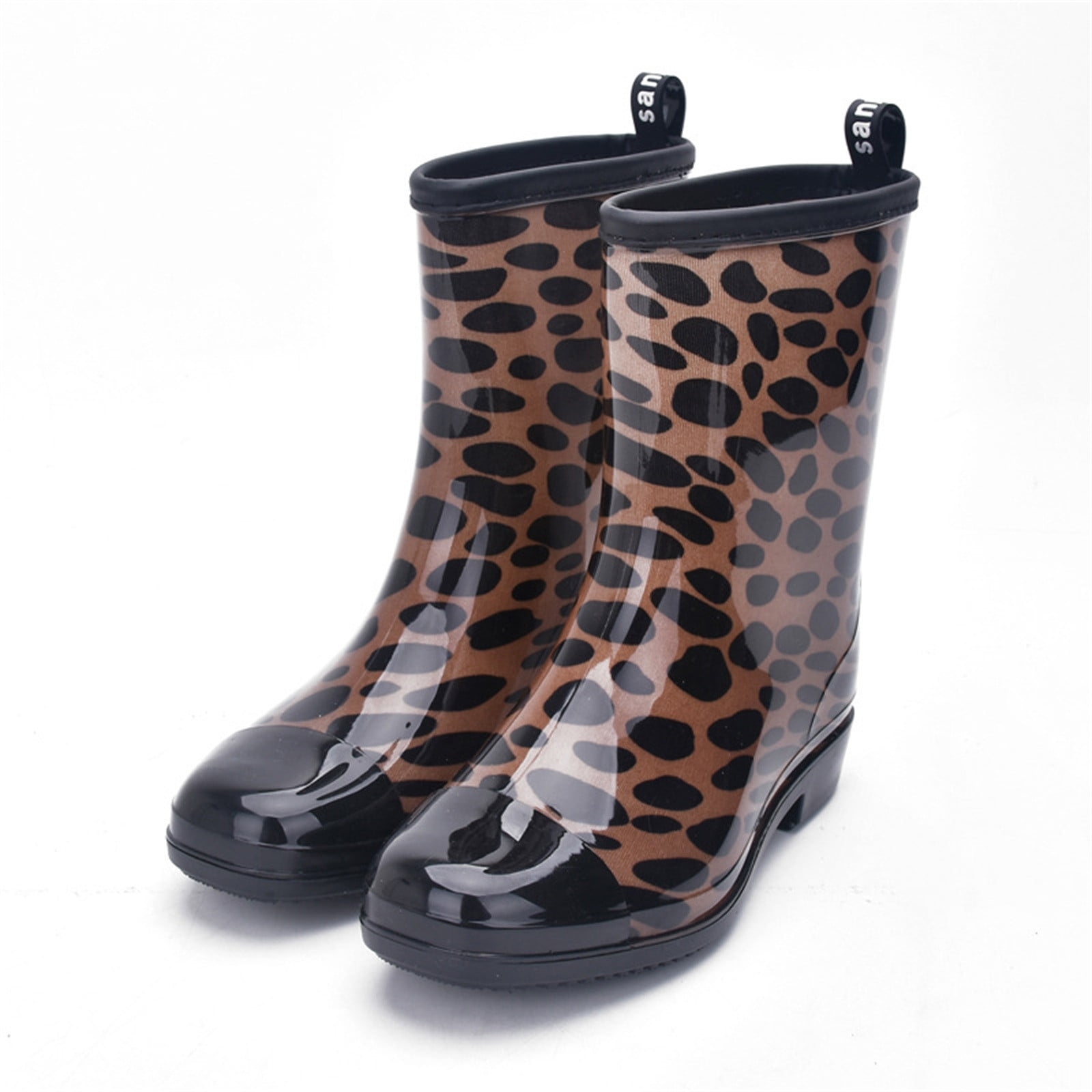 AXXD Women s Non Slip Rain Boots 2024 Leopard Print Punk Style Medium Width Outdoor Rubber Water Shoes New Arrival Size 40 US 7.5 Walmart