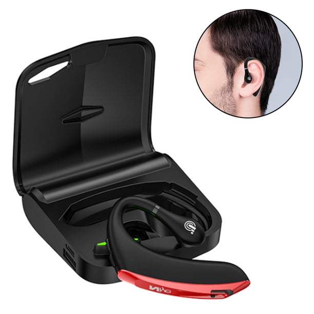 1 auricular Bluetooth, auricular inalámbrico empresarial monaural, respuesta de voz en los auriculares para conducir y correr, auriculares con cancelación de ruido y batería. Rojo Verde DS800