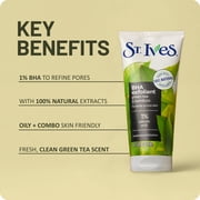 St. Ives BHA Green Tea & Bamboo Face Scrub, Moderate Exfoliating Face Wash with 1% Salicylic Acid, 6oz
