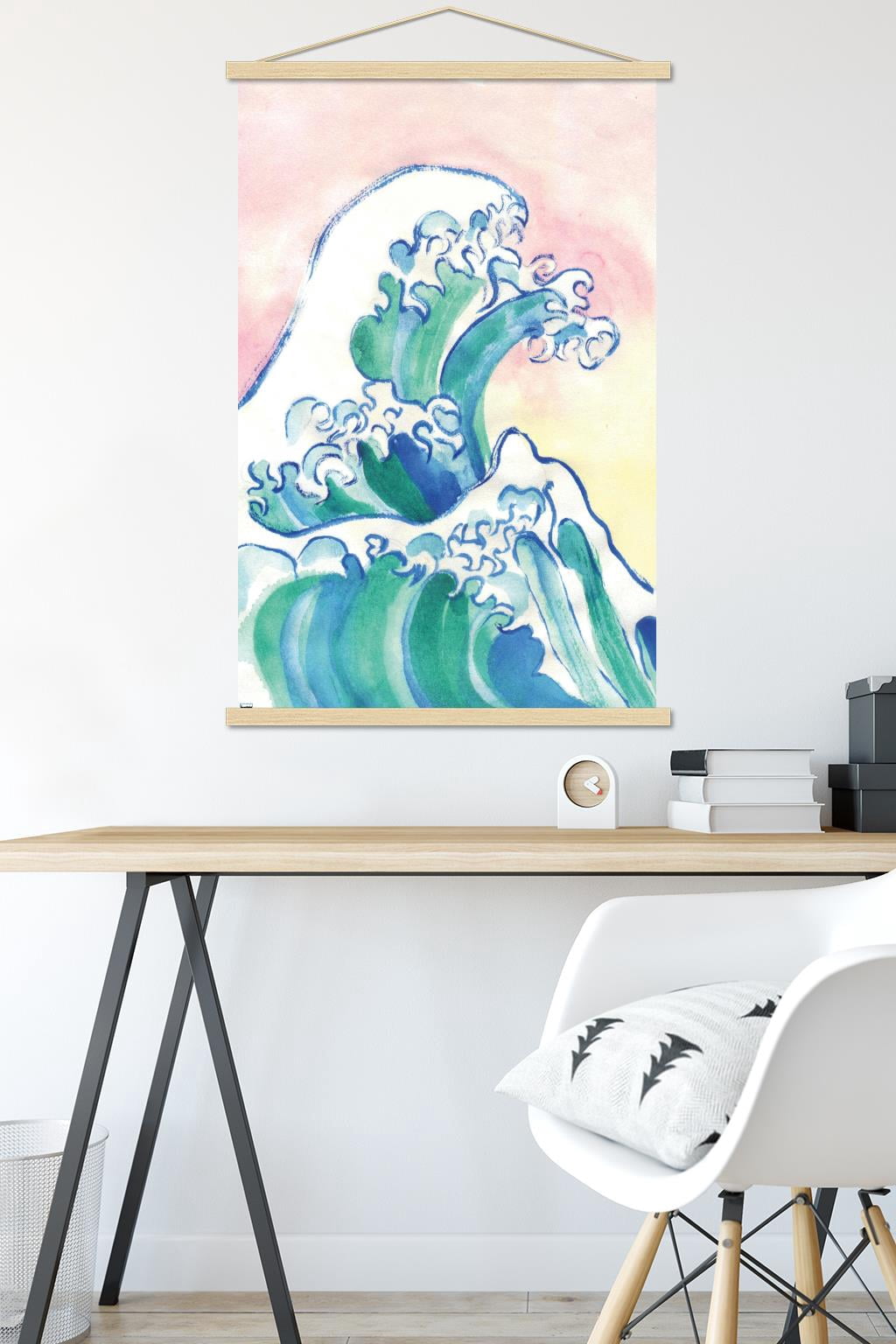Watercolor Waves Wall Poster with Magnetic Frame, 22.375" x 34"