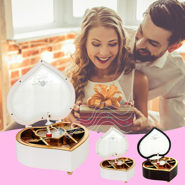 Xihbxyly Joyero de Bailarina, Diseño Giratorio En Forma de Corazón, Melodía Musical "Para Elisa", Almacenamiento Multifuncional para Joyas, Decoración Elegante, Regalo Perfecto para Ocasiones Especia