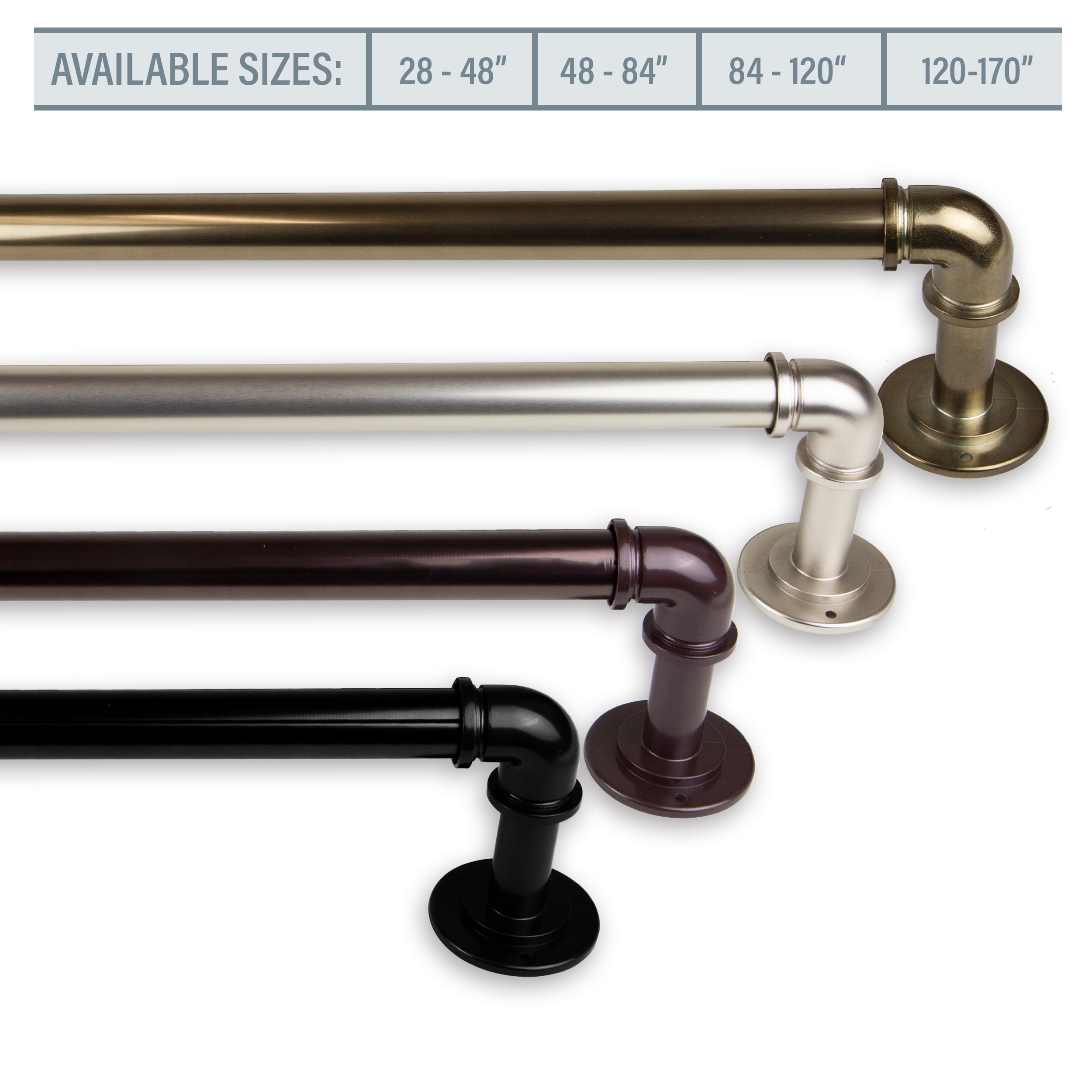 3 size options 28 to120 inch #5710 Rondure Curtain Rod 