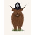 thumbnail image 2 of Fab Funky 15x18 Black Ornate Wood Framed with Double Matting Museum Art Print Titled - Highland Cow Policeman, 2 of 4
