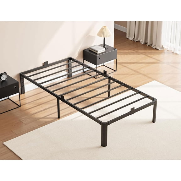 XUKIL 14 Inch Twin Size Bed Frame, Heavy Duty Metal Platform Twin Bed Frames with Steel Slats & Sturdy Mattress Stoppers, UnderBed Storage, Noise-Free No Box Spring Needed, Easy Assembly