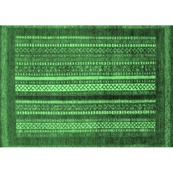 Ahgly Company Indoor Rectangle Abstract Emerald Green Modern Area Rugs, 8' x 10'