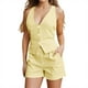 thumbnail image 1 of Conjunto de pantalones cortos con cuello en V para mujer: diseño con tirantes, informal para verano, lavable a mano, para combinar con tacones, tallas S-XXL, 1 of 6