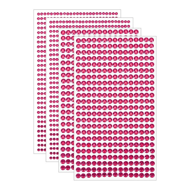 2190 Piezas de pegatinas de strass de 3 mm/5 mm para manualidades, 4 hojas de pegatinas de strass redondas para álbumes de recortes, Rosa