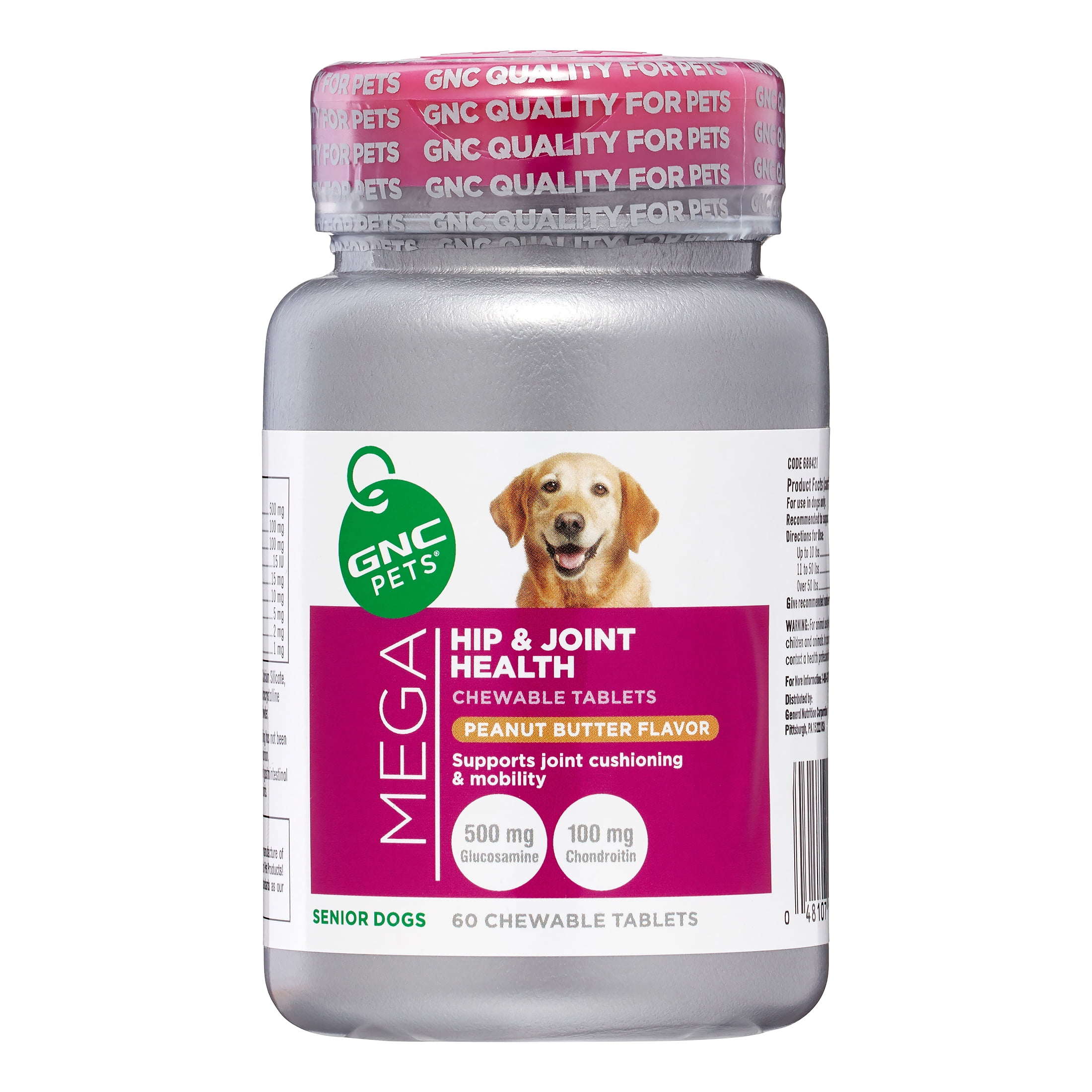 GNC Pets Mega Hip & Joint Health Supplement for Senior Dogs, Peanut