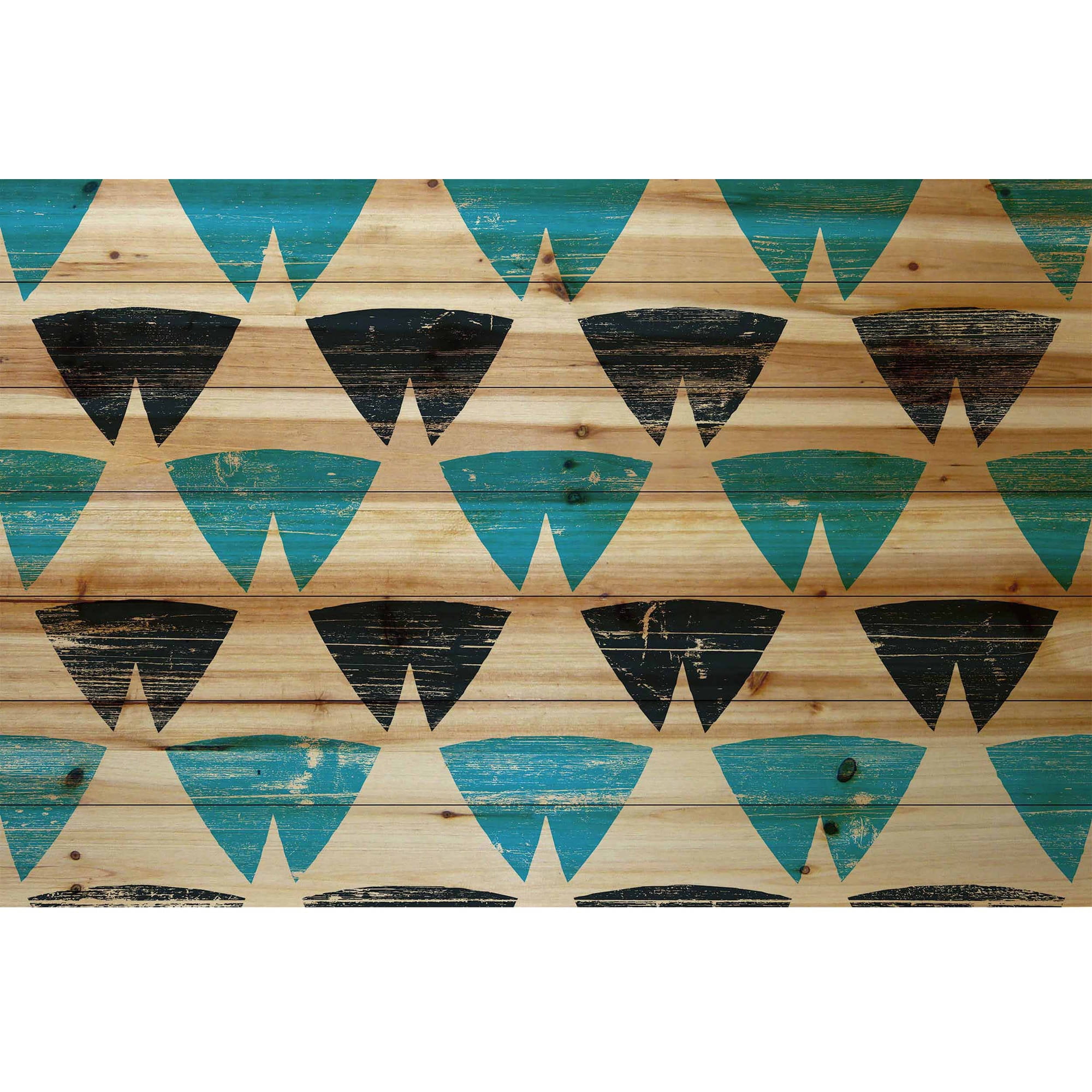 Marmont Hill - "Split Triangles" Painting Art Print On Natural Pine Wood, 36.0" x 1.5"