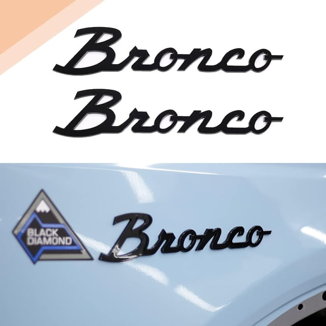 ORUYROP 3D Letter Emblem 10" Fitment for Bronco Gloss Black Script ABS Material Door Insert Accessory with Tape-On Installation Decal
