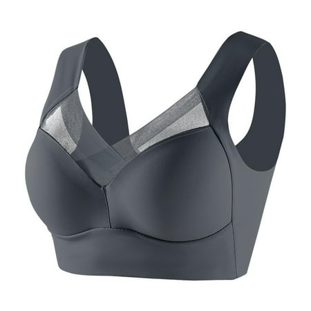 Juslio Minimizer Bras for Women Athletic Lightweight Wirefree Solid Vest Breasted Bra