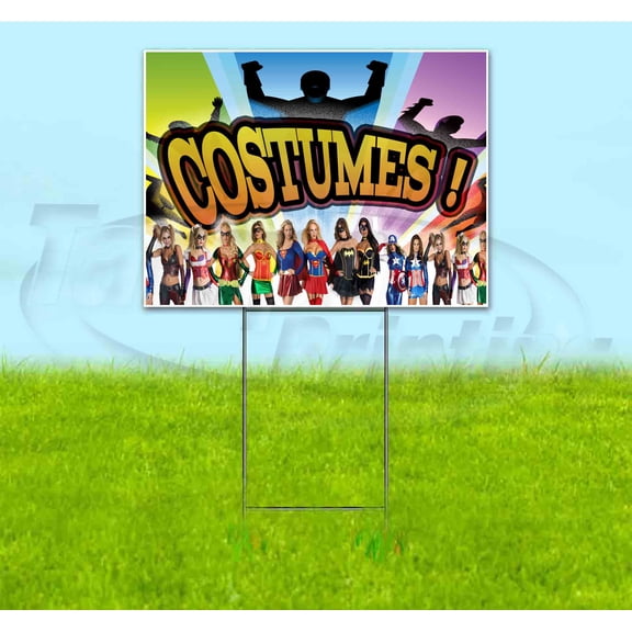 Costumes (18" x 24") Yard Sign, Includes Metal Step Stake