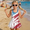 thumbnail image 3 of Tutolipy Star Stripes Girls’ Swimwear One Piece, Cross Shoulder Strap Design Bathing Suit, Comes with Lining for Beach, Size 8-9 Years, 3 of 8