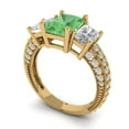 thumbnail image 2 of Clara Pucci 14K Yellow Gold Solid Gold Green Three-Stone Anniversary Ring for Women - 3.61 cttw Emerald Cut, 2 of 8