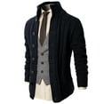 thumbnail image 1 of H2H MENS HIGH NECK TWISTED KNIT CARDIGAN SWEATER WITH BUTTON DETAILS NAVY US S/ASIA M (KMOCAL020), 1 of 6