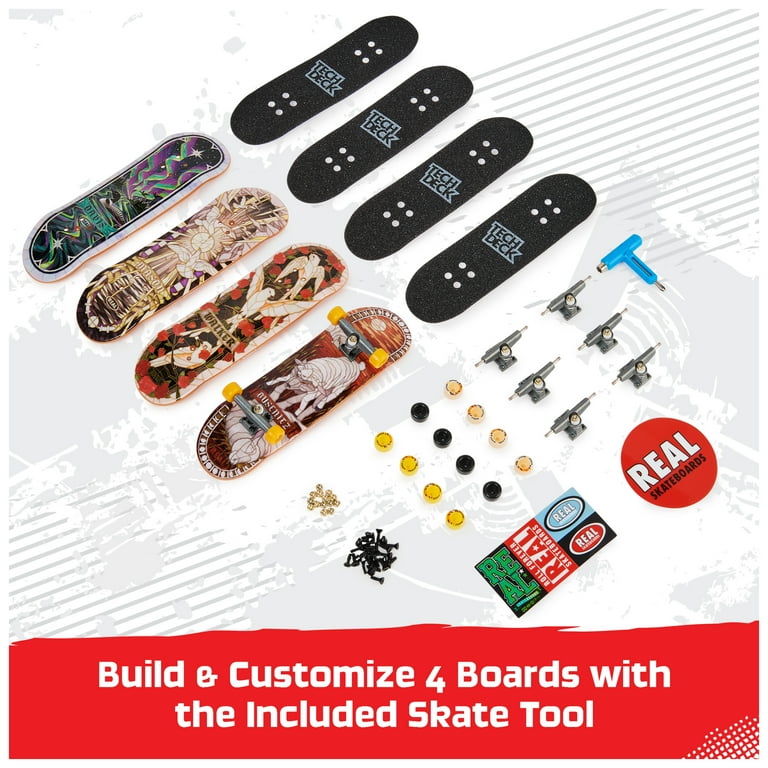 Tech Deck, Ultra DLX Fingerboard 4-Pack, Real Skateboards