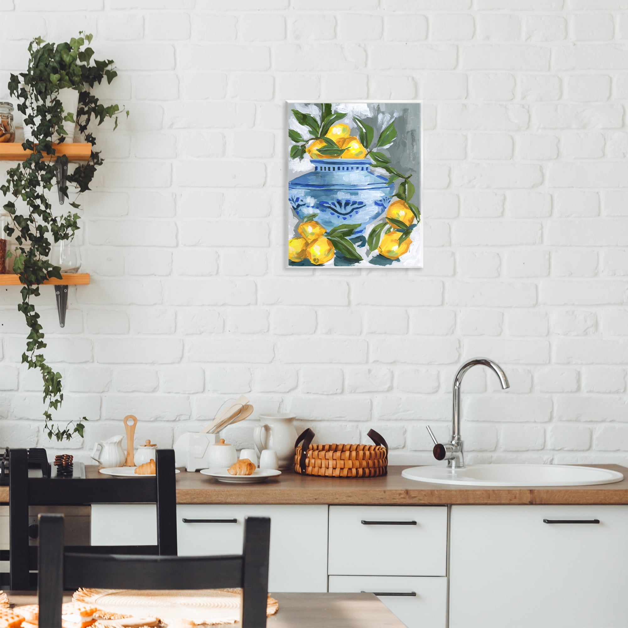 Stupell Industries Indigo & Lemon Vase Wall Plaque Art, design by Melissa Wang