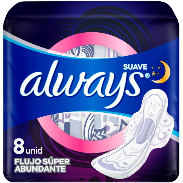 Toallas Femeninas Always Suave Nocturna 8 pzas