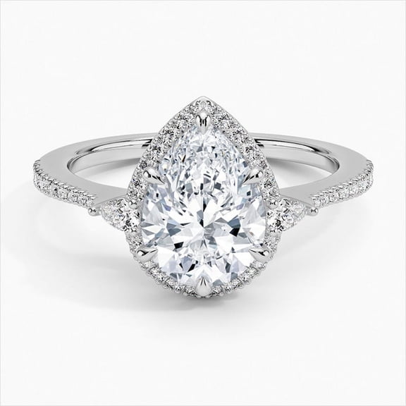 Dash Jewel 14K White Gold Plated Engagement Ring for Her- Pear Cut 2.3 Ct Lab Created Diamond Anniversary Ring - Diamond Women's Wedding Ring - Anniversary Gifts for Her - Her Gift