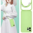 thumbnail image 2 of Crossbody Lanyard Phone case for iPhone 13 Pro, Silicone Phone Cover with Adjustable Necklace Strap Soft Belt Neck Cord Lanyard Shockproof Protective Case - Matcha Green, 2 of 14