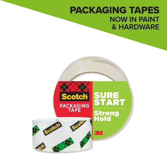 Scotch Sure Start Packaging Tape, Clear, 1.88 in. x 54.6 yd., 1 Roll